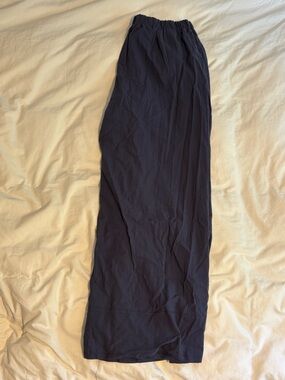 Women's Wide Leg Pants - Navy Elastic Waist